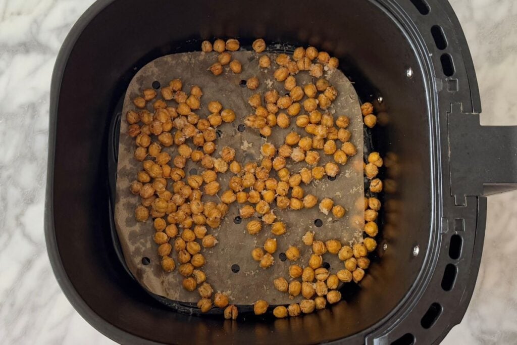 Air fried chickpeas with parmesan cheese in air fryer