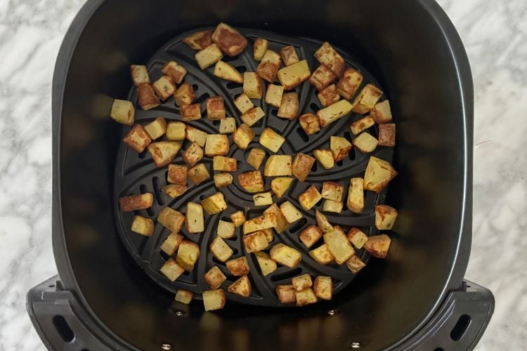 Air fried diced potatoes