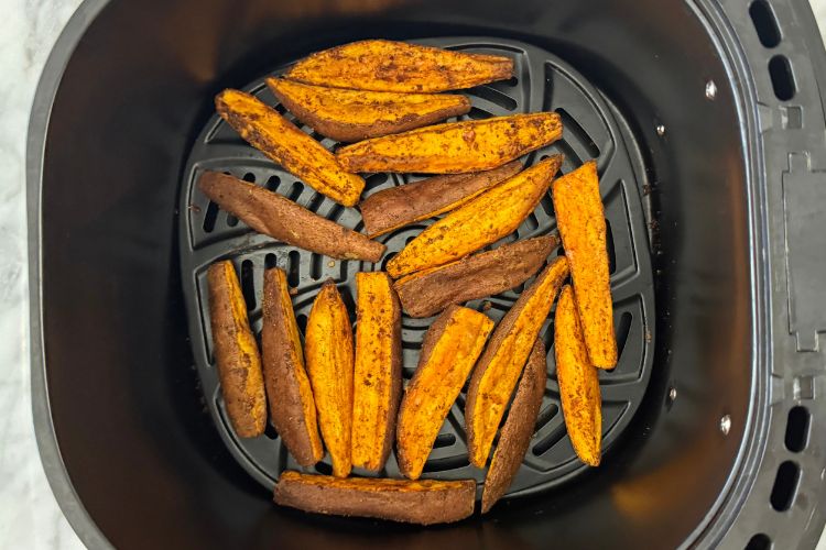 Air fried sweet potato wedges