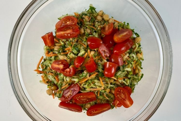 All Asian cucumber salad ingredients in bowl