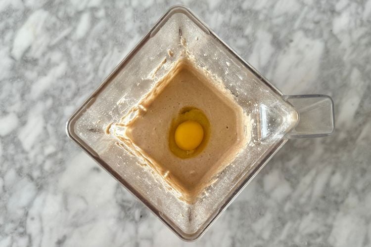 An egg in the pancake batter