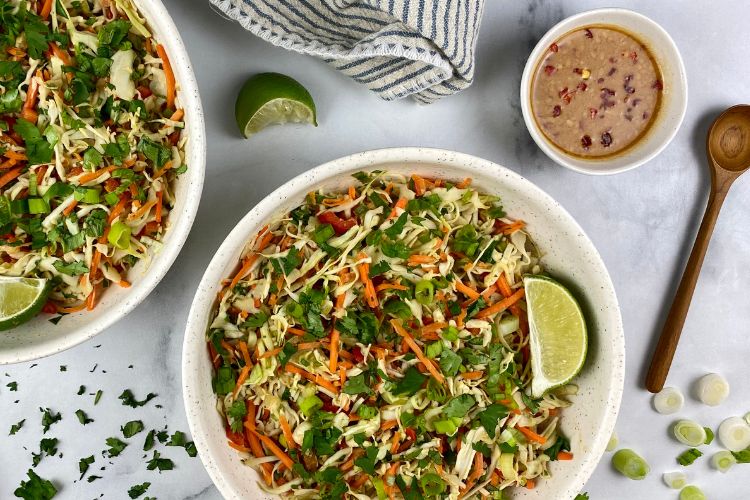 Asian Slaw With Ginger Peanut Dressing