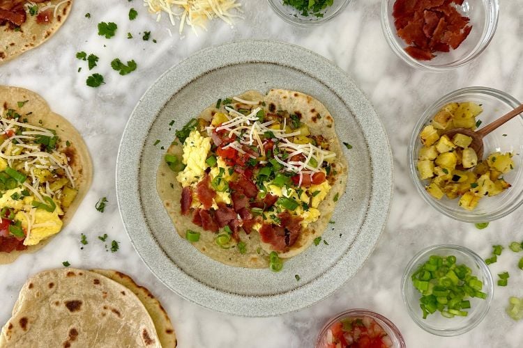 Assembled breakfast tacos