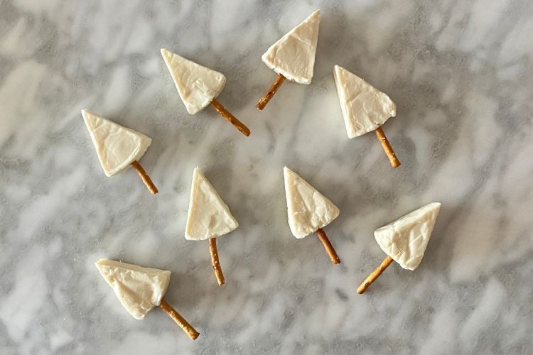 Assembled holiday cheese trees