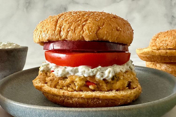 Assembled tuna burgers