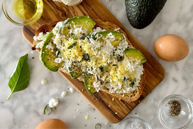 Avocado And Cottage Cheese On Bread