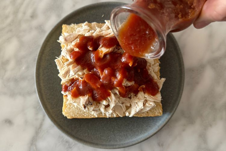BBQ sauce on chicken sandwich