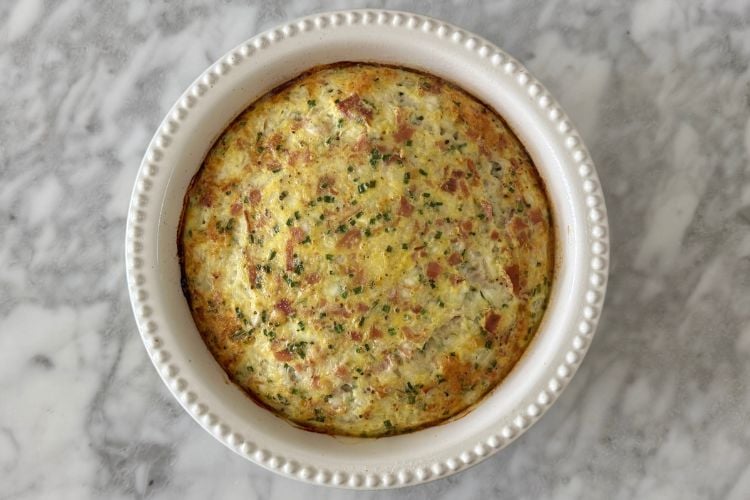 Baked crustless ham and cheese quiche
