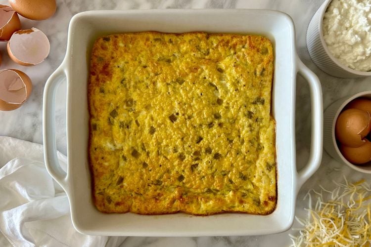 Baked egg casserole with green chiles