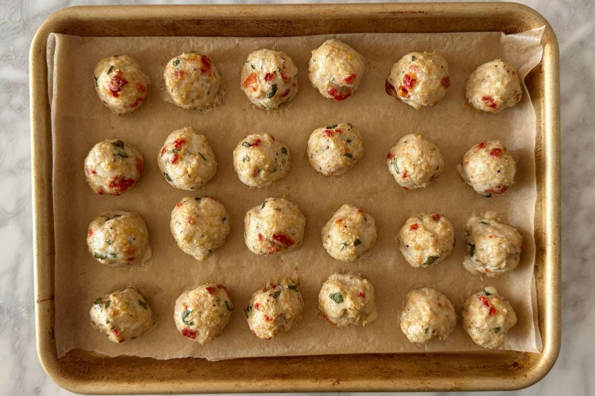 Baked marry me chicken meatballs on sheet pan