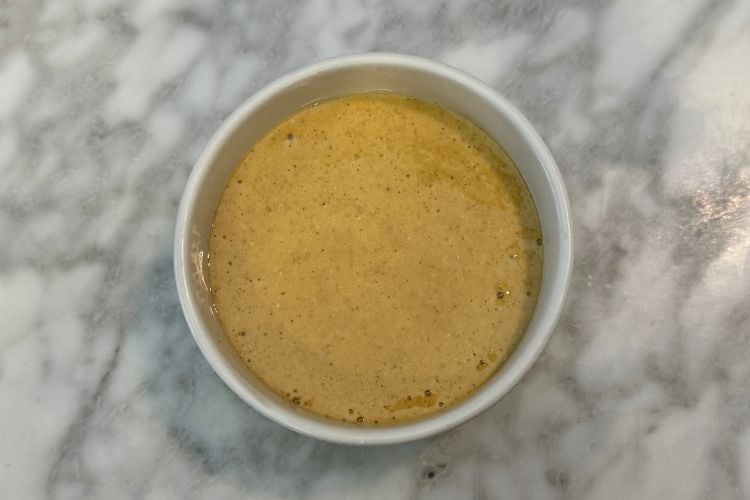 Baked oats batter in ramekin