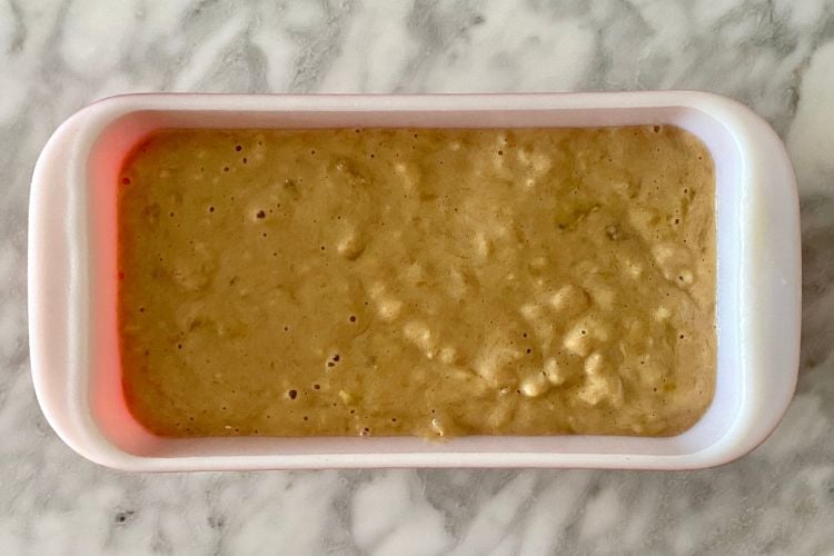 Banana Bread Batter In Loaf Pan