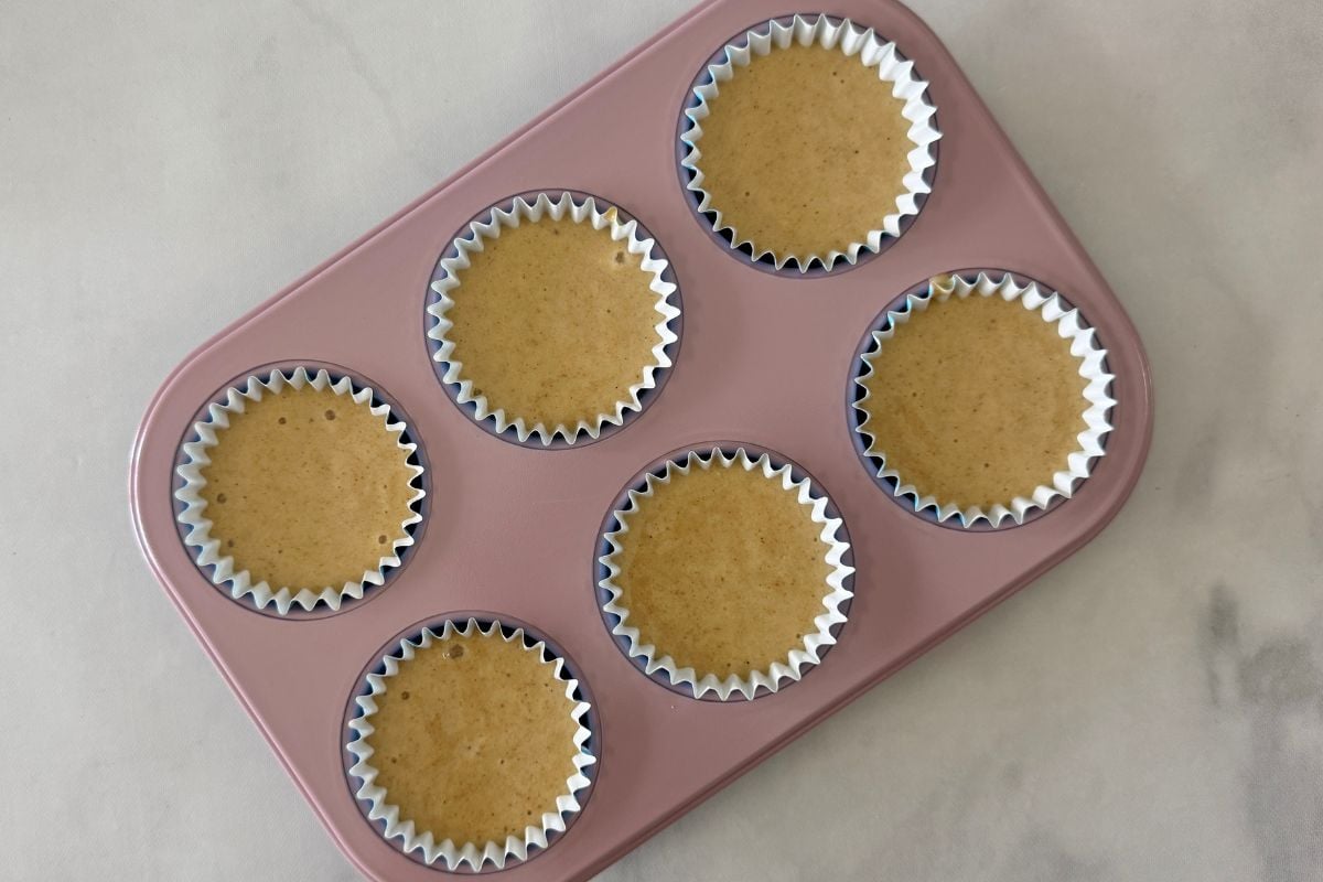 Batter in a muffin pan