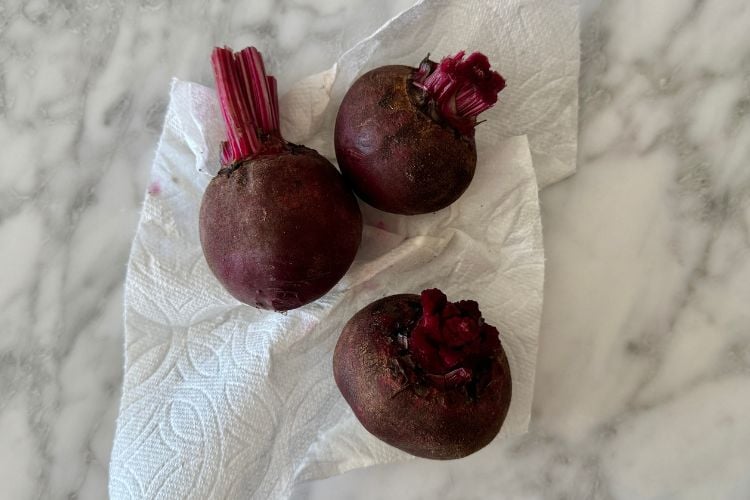 Beets on a paper towel