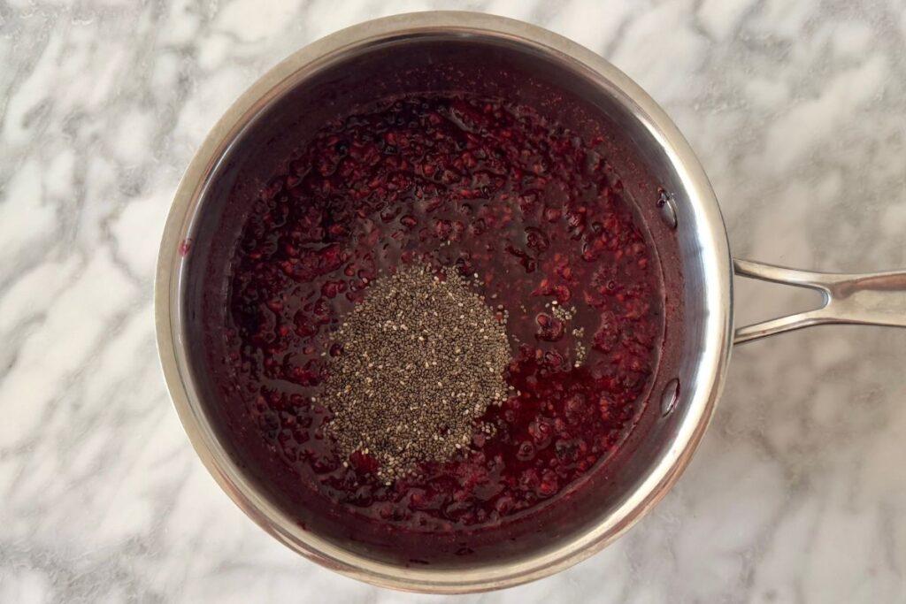 Blackberry compote ingredients in saucepan