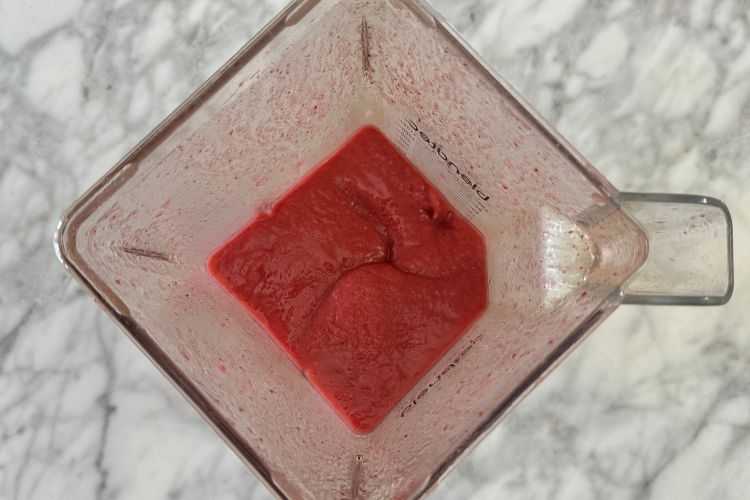 Blended frosé mixture in blender