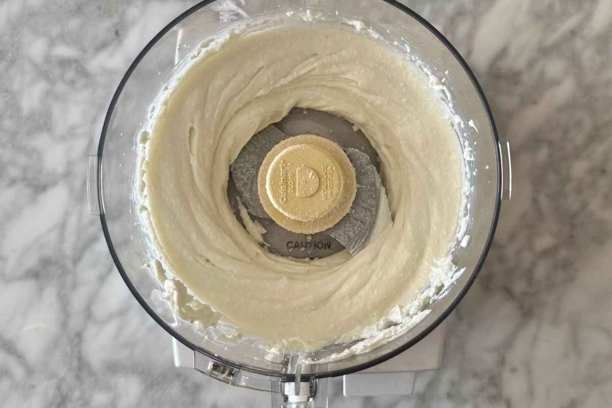 Blended whipped feta dip with cottage cheese