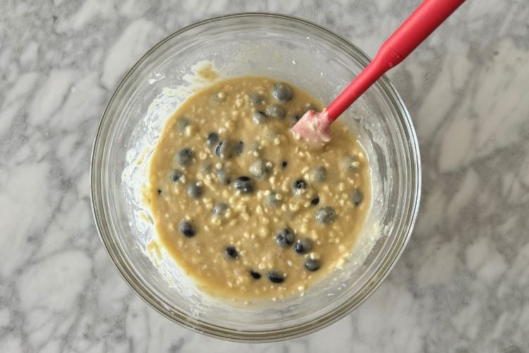 Blueberry cottage cheese muffins batter