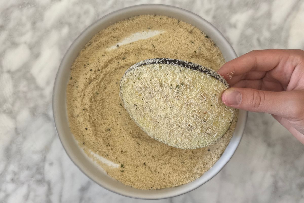 Breadcrumb coated eggplant slice