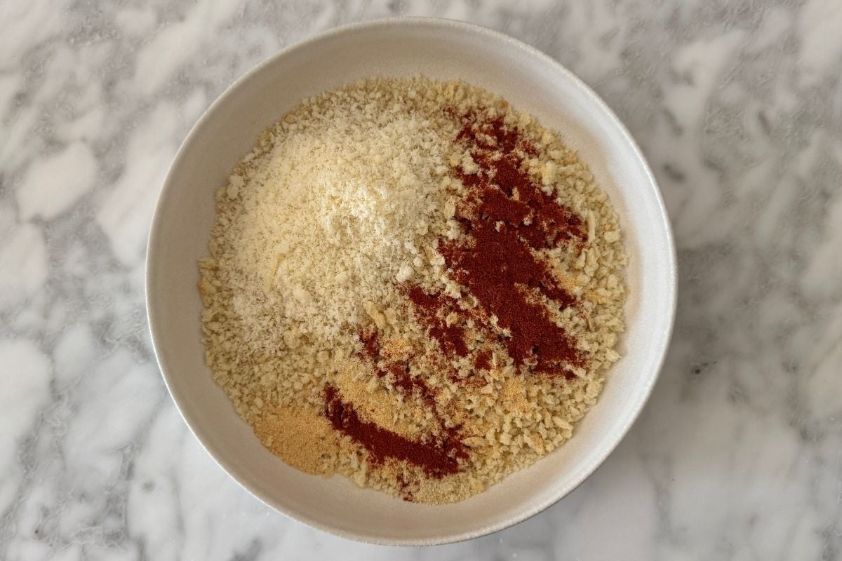 Breadcrumbs in a bowl for chicken nuggets coating