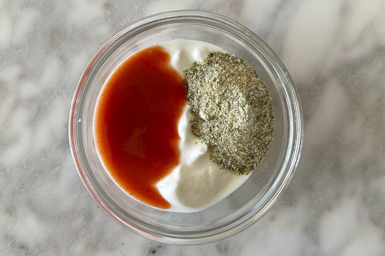 Buffalo sauce in bowl