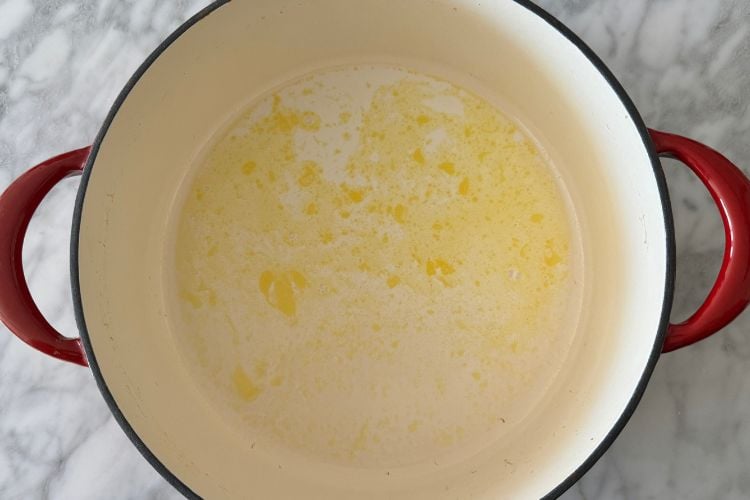 Butter and milk in the pan