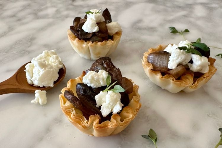 Caramelized onion and mushroom tartlets
