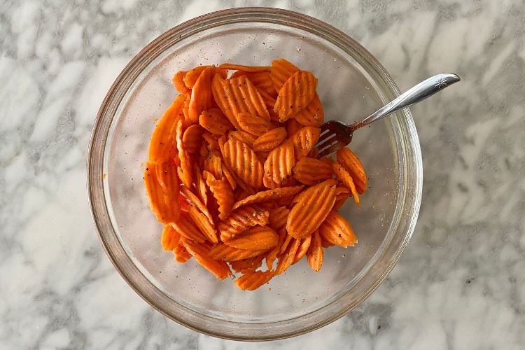 Carrot chips in bowl