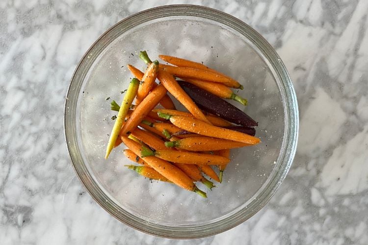 Carrots in a large bowl