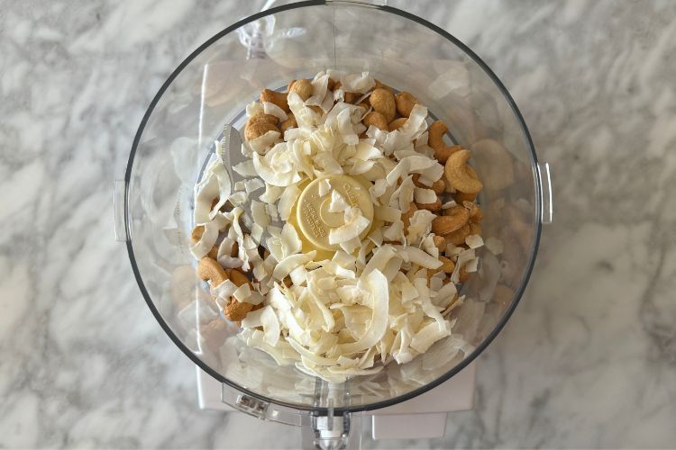 Cashews and coconut flakes