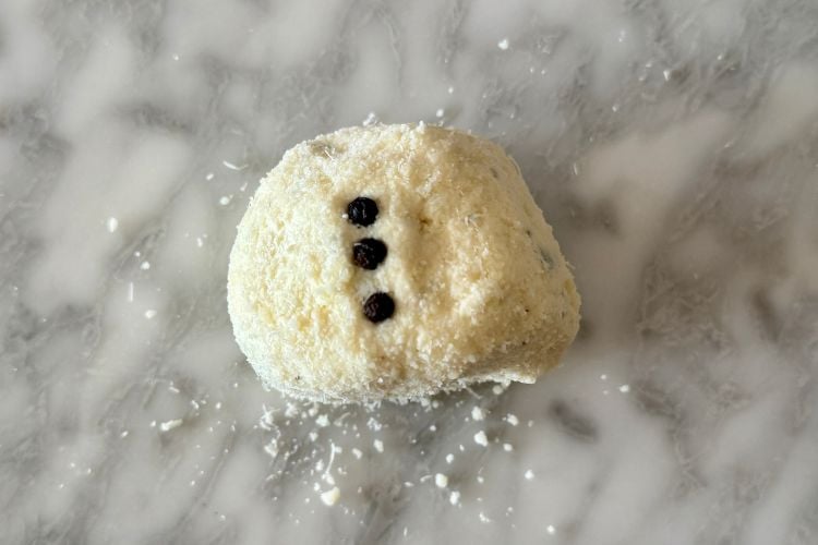 Cheese ball with button peppercorns