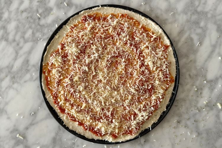 Cheese on pizza crust