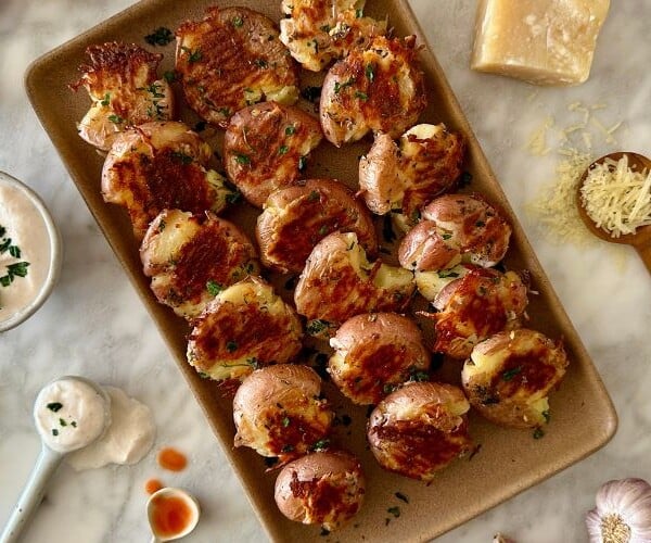 Cheesy Smashed Potatoes Recipe