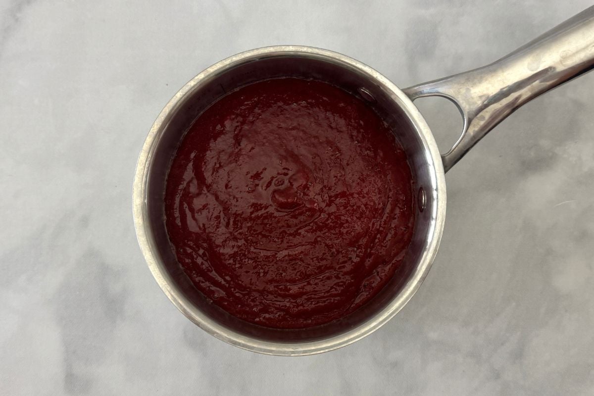 Cherry BBQ sauce in a saucepan
