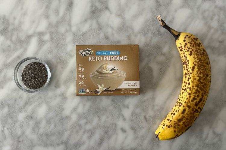 Chia seeds instant pudding mix and a banana