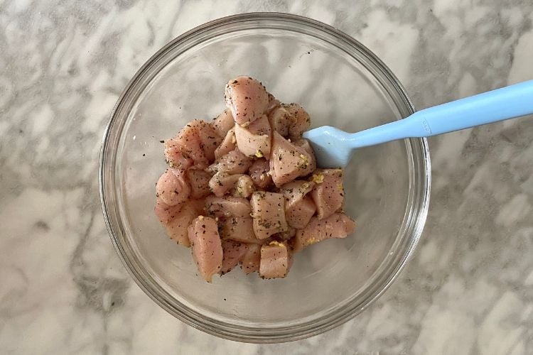 Chicken bites in a bowl