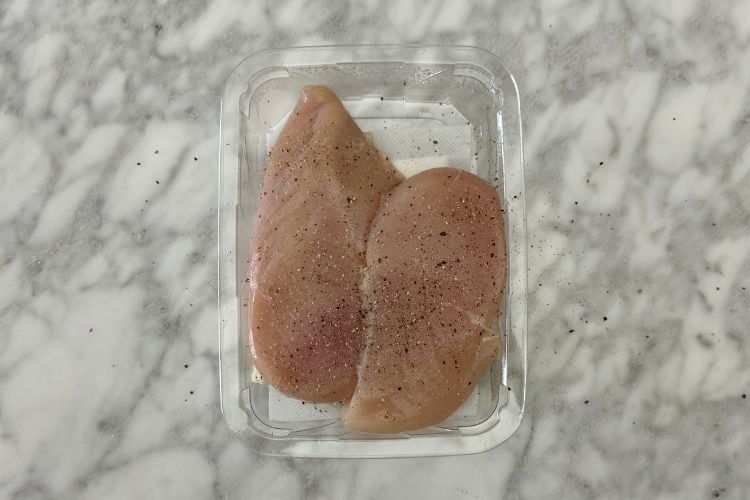 Chicken seasoned with salt and pepper