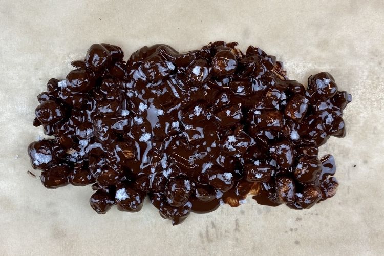 Chocolate bar on parchment paper