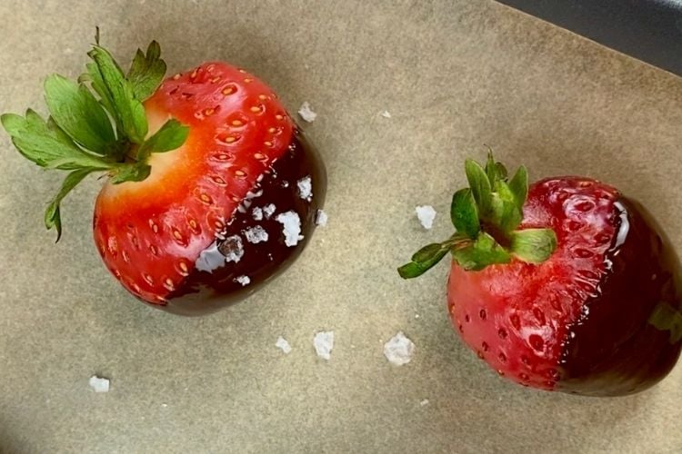 Chocolate covered strawberries with sea salt