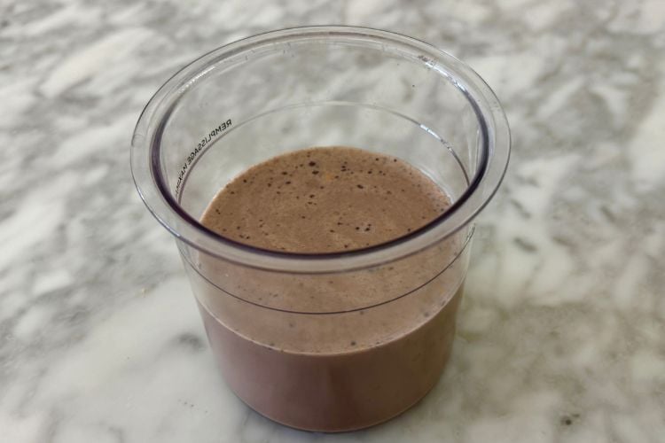 Chocolate protein shake in container