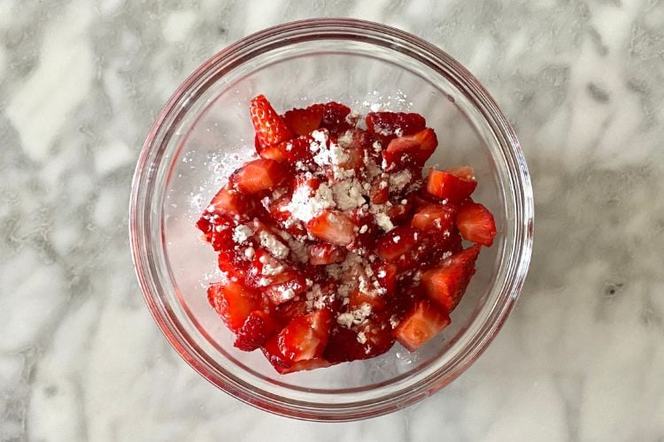 Chopped Strawberries In Bowl