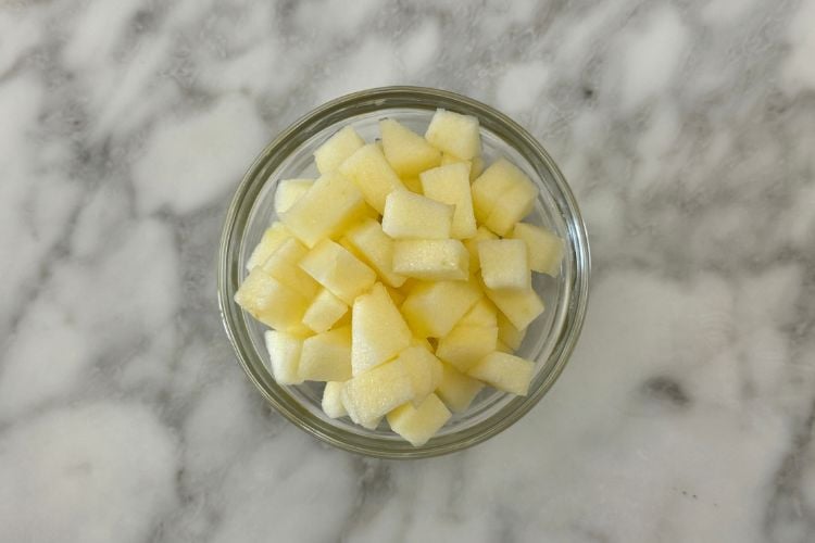 Chopped apple in a bowl