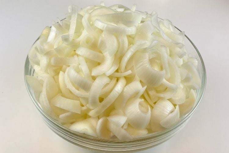 Chopped onions for french onion soup