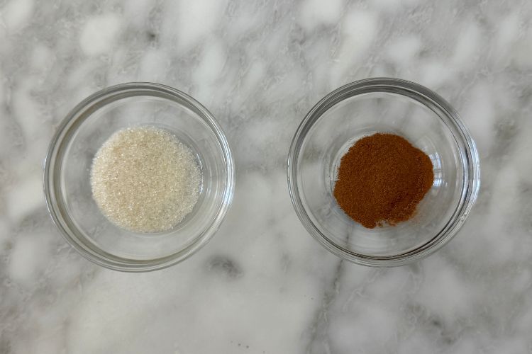 Cinnamon and sugar in bowls