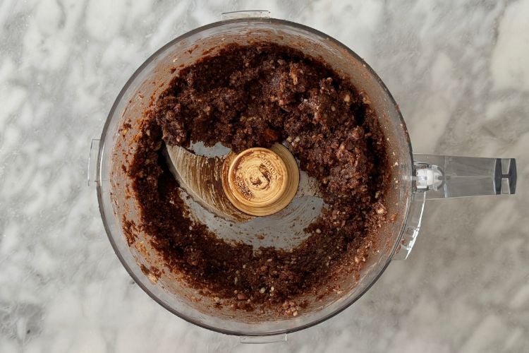 Coconut date balls in food processor
