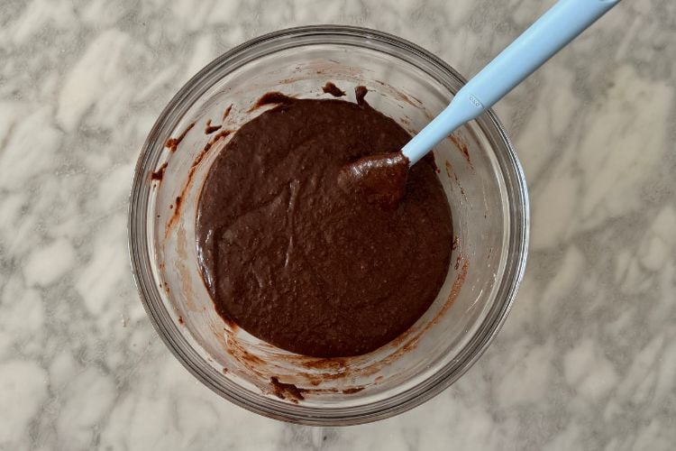 Combined chocolate blueberry muffin batter