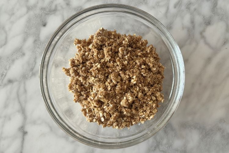 Combined peach crisp topping