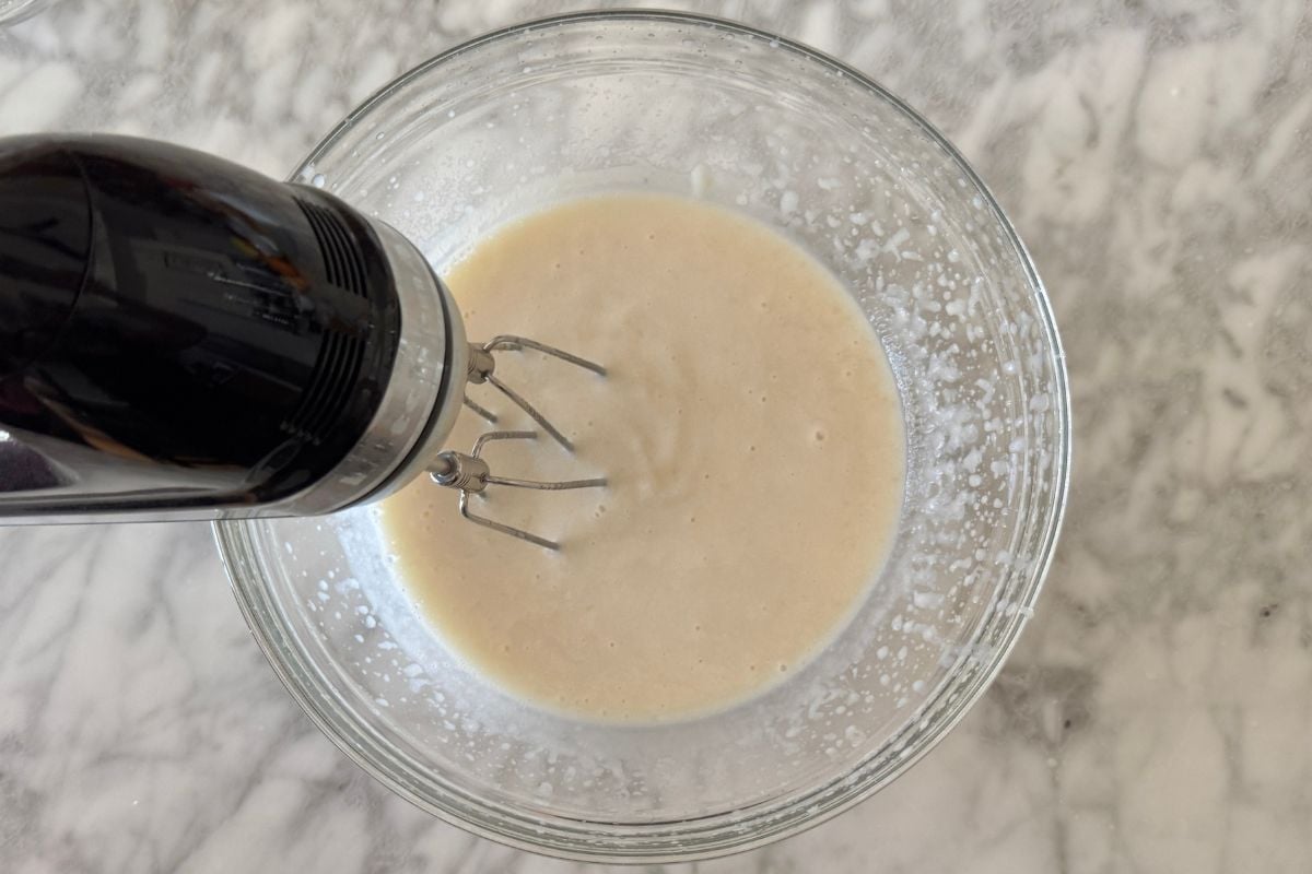 Combined pudding mixture in bowl