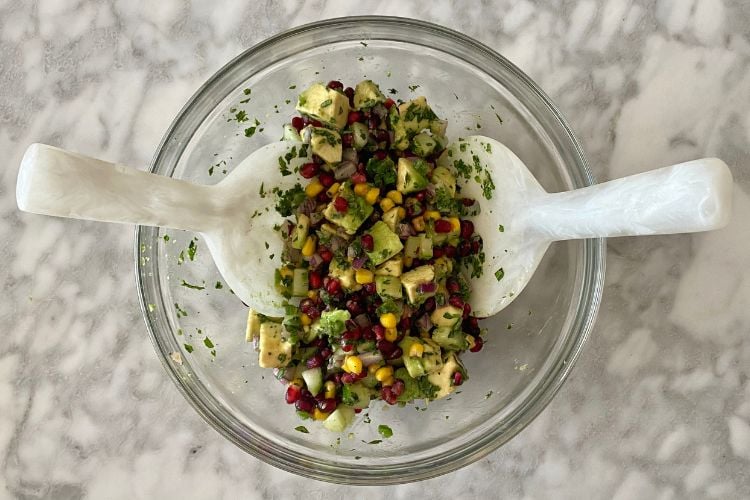 Combined salsa in a bowl