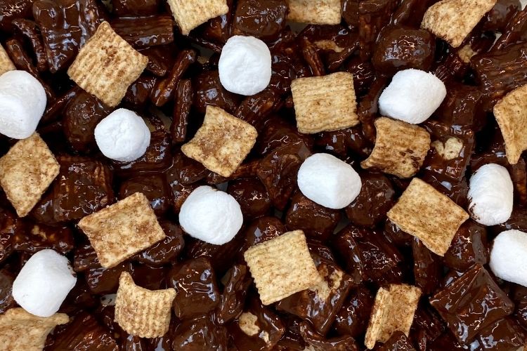 Combined s'mores chocolate marshmallow bark
